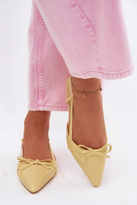 Women's Faux Leather Sandals Low Heel Yellow Jelmera