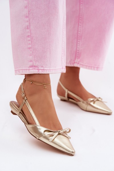 Women's Faux Leather Sandals Low Heel Gold Jelmera