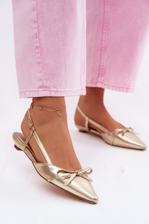 Women's Faux Leather Sandals Low Heel Gold Jelmera