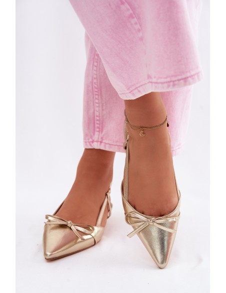 Women's Faux Leather Sandals Low Heel Gold Jelmera