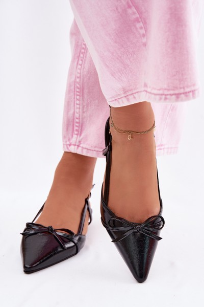 Women's Faux Leather Sandals Low Heeled Black Jelmera