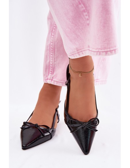 Women's Faux Leather Sandals Low Heeled Black Jelmera