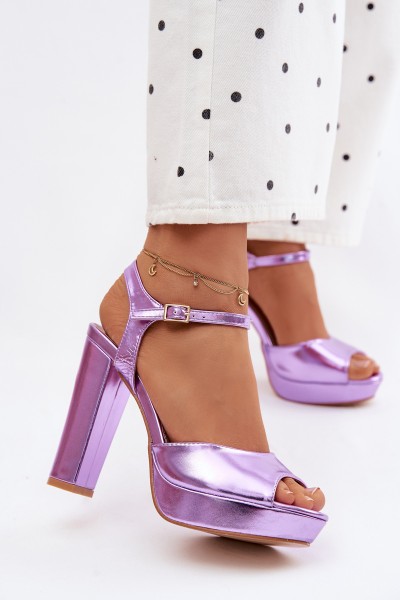 Women's High Heel Block Purple Sandals Nelissey