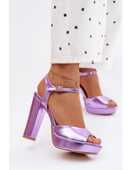 Women's High Heel Block Purple Sandals Nelissey