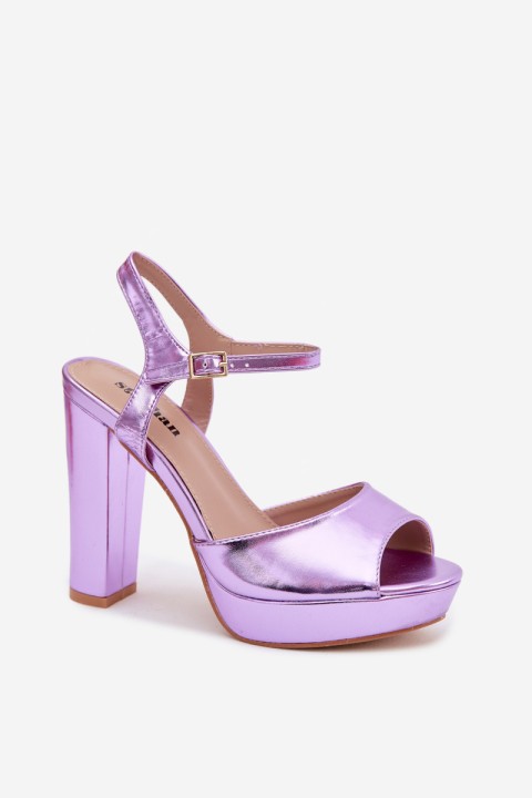 Women's High Heel Block Purple Sandals Nelissey