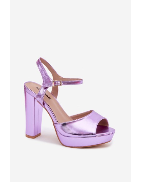 Women's High Heel Block Purple Sandals Nelissey