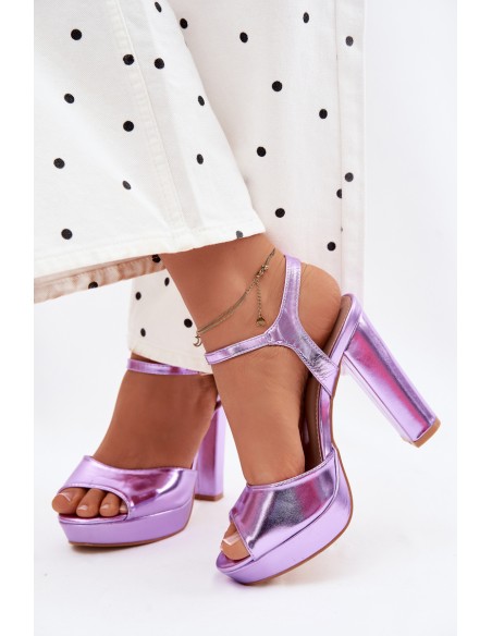 Women's High Heel Block Purple Sandals Nelissey