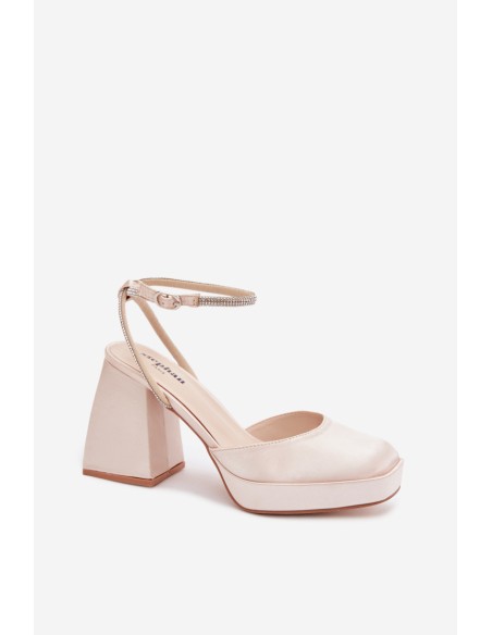 Women's Block Heel Sandals with Strap and Rhinestones Gold Seraphina