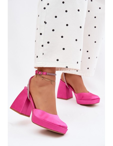 Women's Chunky Heel Platform Sandals With Straps Fuchsia Seraphina