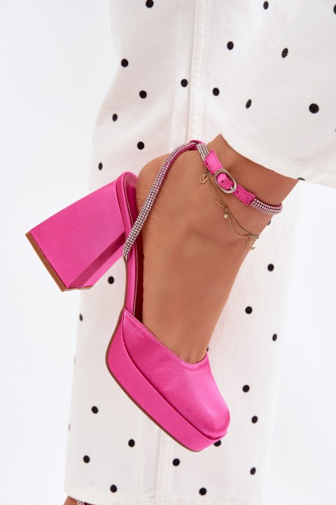 Women's Chunky Heel Platform Sandals With Straps Fuchsia Seraphina