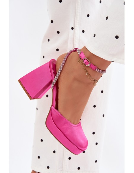 Women's Chunky Heel Platform Sandals With Straps Fuchsia Seraphina