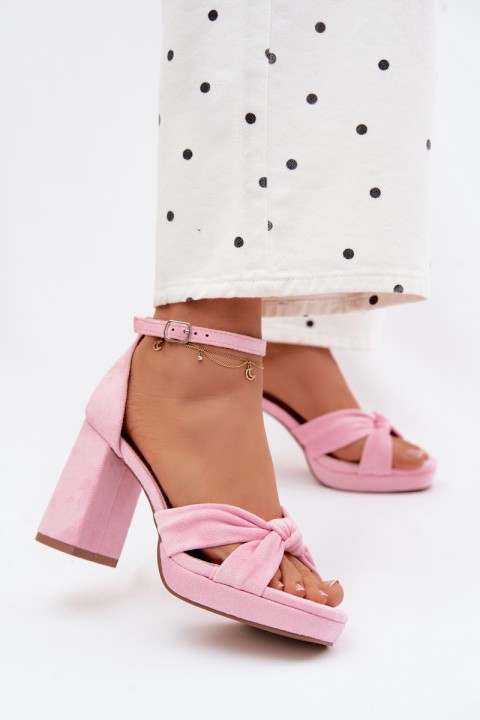 Women's Block Heel Sandals With Faux Suede Pink Rosetta