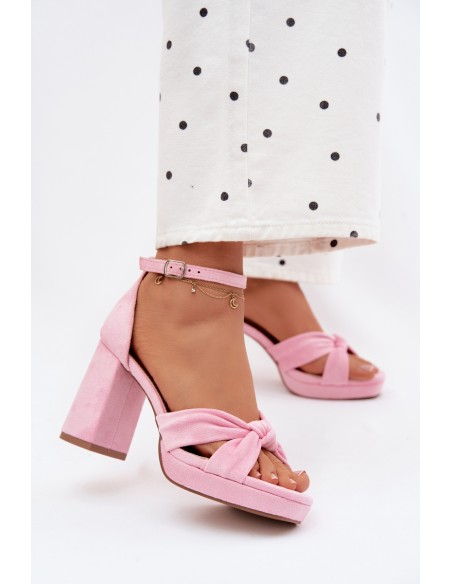 Women's Block Heel Sandals With Faux Suede Pink Rosetta