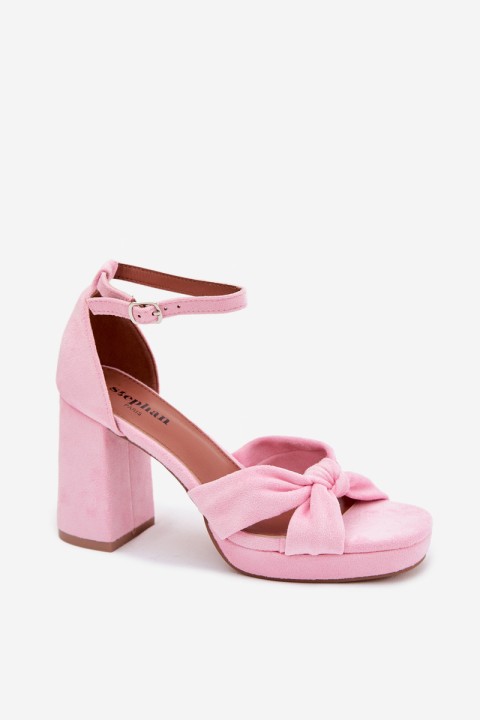 Women's Block Heel Sandals With Faux Suede Pink Rosetta