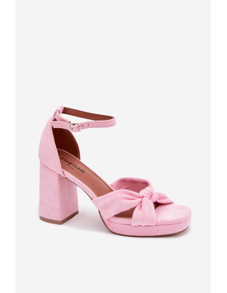 Women's Block Heel Sandals With Faux Suede Pink Rosetta