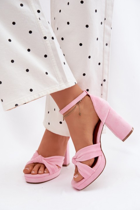 Women's Block Heel Sandals With Faux Suede Pink Rosetta