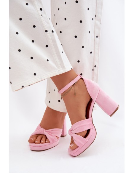 Women's Block Heel Sandals With Faux Suede Pink Rosetta