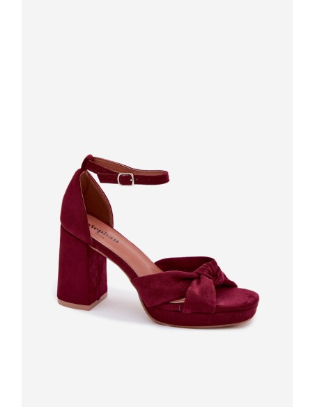 Women's Block Heel Sandals With Imitation Suede Bordeaux Rosetta