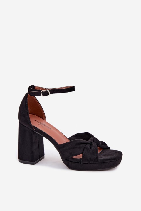 Women's Block Heel Sandals With Faux Suede Black Rosetta