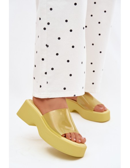 Women's Platform Sandals With Transparent Strap Yellow Selestia