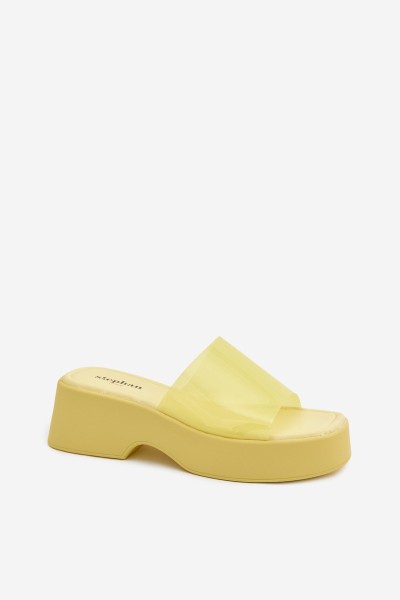 Women's Platform Sandals With Transparent Strap Yellow Selestia 2