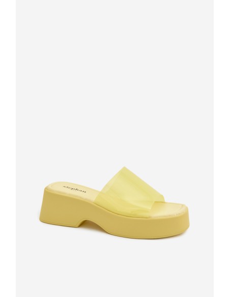 Women's Platform Sandals With Transparent Strap Yellow Selestia