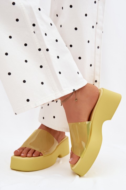 Women's Platform Sandals With Transparent Strap Yellow Selestia