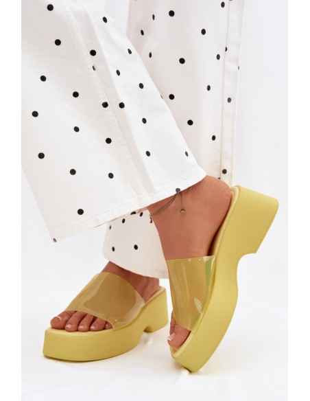 Women's Platform Sandals With Transparent Strap Yellow Selestia