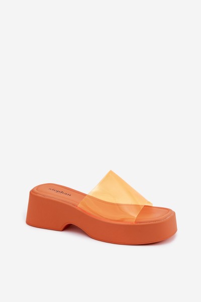 Women's Platform Sandals With Transparent Strap Orange Selestia 2