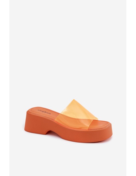 Women's Platform Sandals With Transparent Strap Orange Selestia