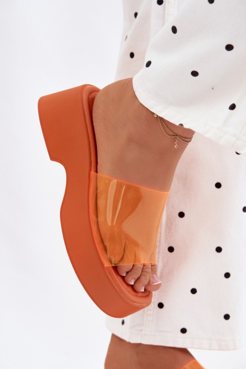 Women's Platform Sandals With Transparent Strap Orange Selestia