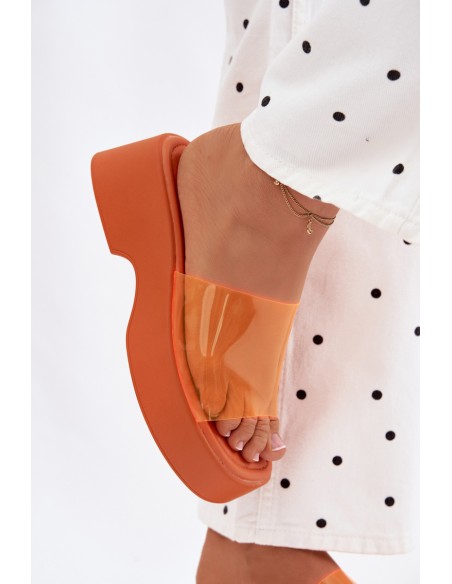Women's Platform Sandals With Transparent Strap Orange Selestia