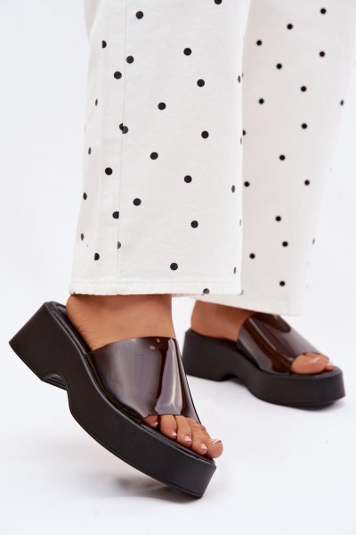 Women's Platform Sandals With Transparent Strap Black Selestia
