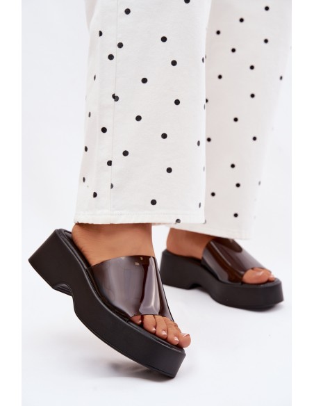 Women's Platform Sandals With Transparent Strap Black Selestia