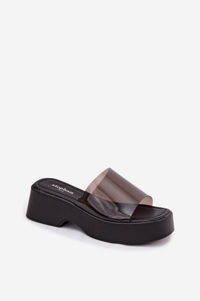 Women's Platform Sandals With Transparent Strap Black Selestia 2