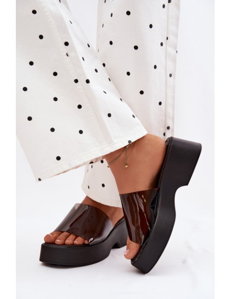Women's Platform Sandals With Transparent Strap Black Selestia