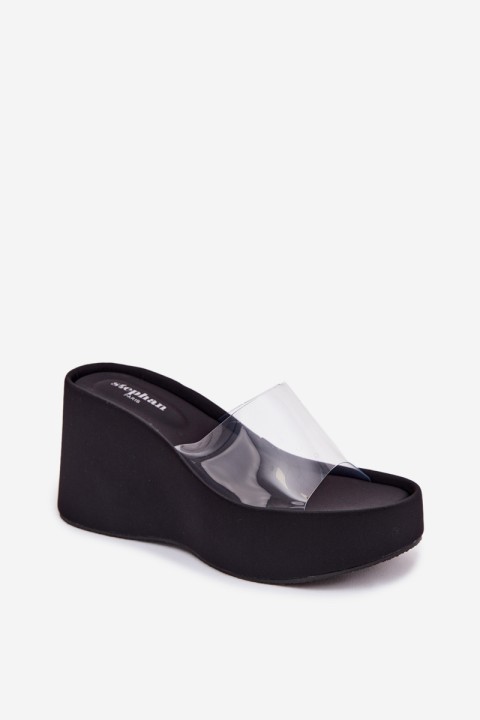 Women's Platform Sandals With Transparent Strap Black Zolretia