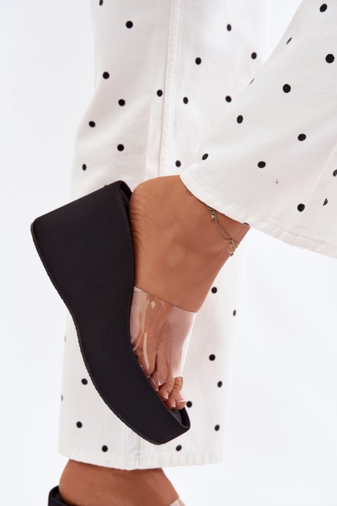 Women's Platform Sandals With Transparent Strap Black Zolretia