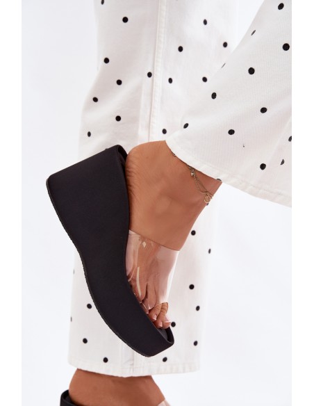 Women's Platform Sandals With Transparent Strap Black Zolretia