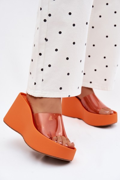 Women's Platform Sandals With Transparent Strap Orange Zolretia