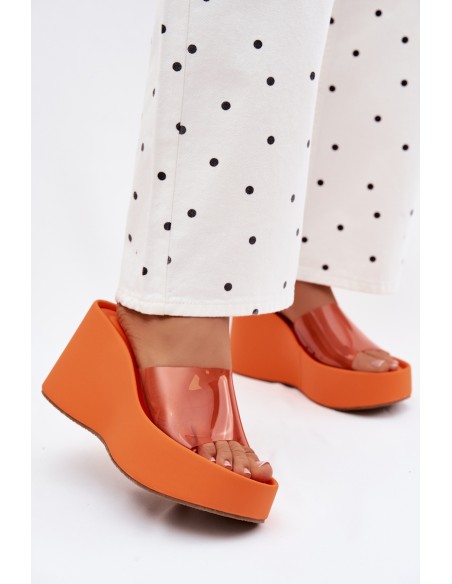 Women's Platform Sandals With Transparent Strap Orange Zolretia