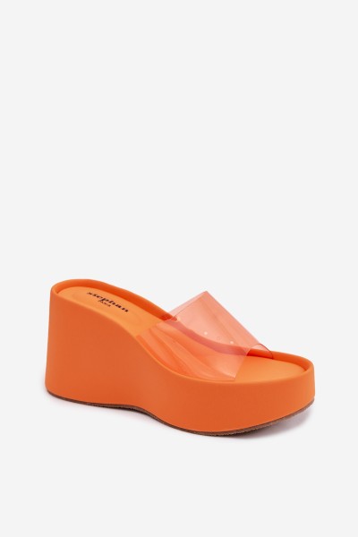 Women's Platform Sandals With Transparent Strap Orange Zolretia 2