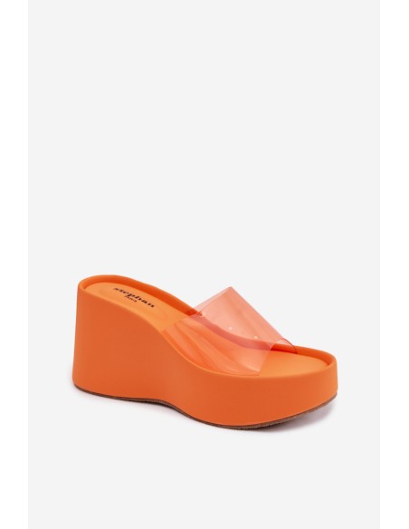 Women's Platform Sandals With Transparent Strap Orange Zolretia