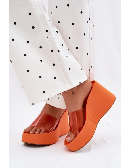 Women's Platform Sandals With Transparent Strap Orange Zolretia