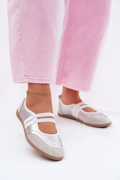 Sport Ballerinas With Elastic Straps Silver Donatella