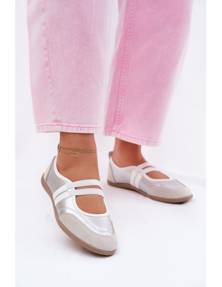 Sport Ballerinas With Elastic Straps Silver Donatella