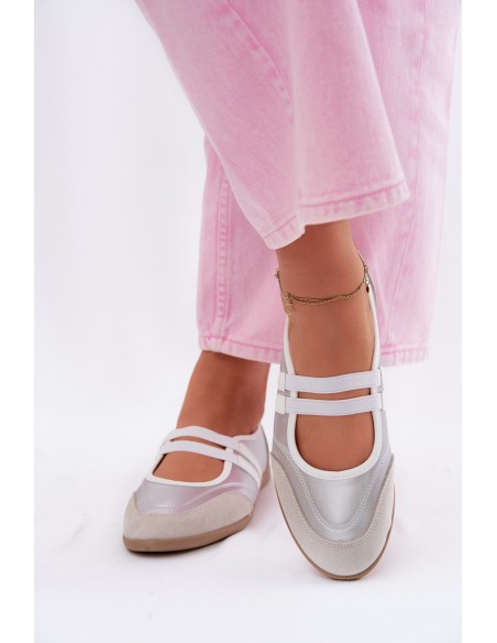 Sport Ballerinas With Elastic Straps Silver Donatella