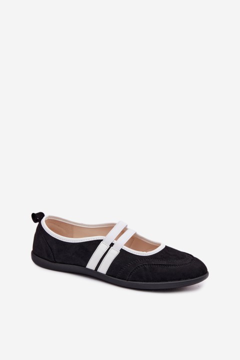 Sport Ballerinas with Elastic Straps Black Donatella