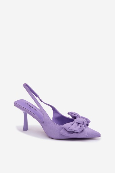 Women's High Heeled Sandals With Bow Purple Petrella 2