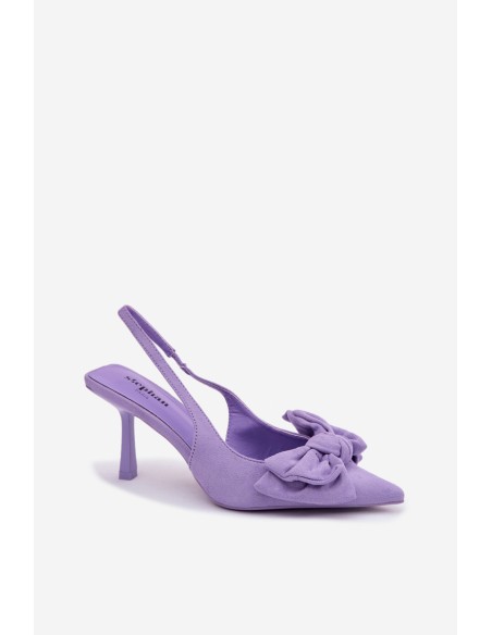 Women's High Heeled Sandals With Bow Purple Petrella